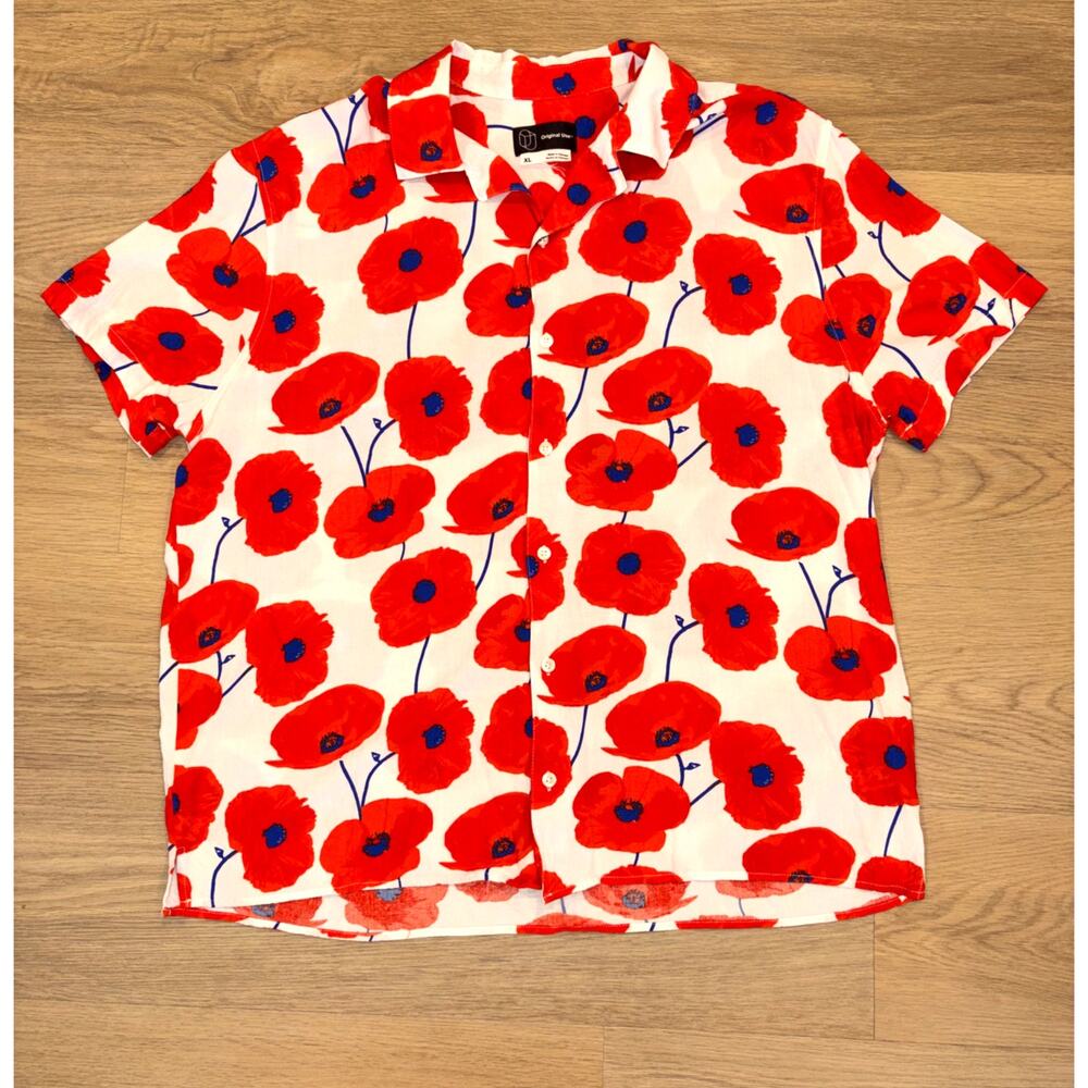 Original use poppy short sleeve button up mens size XL
